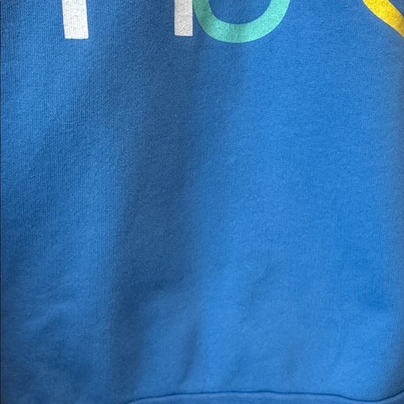 MOTHER The Drop Square Crewneck Sweatshirt blue rainbow letters XS - Picture 5 of 7